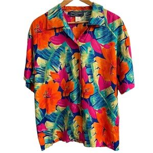 Norton McNaughton Petites Vintage Hawaiian Button Down Shirt 14